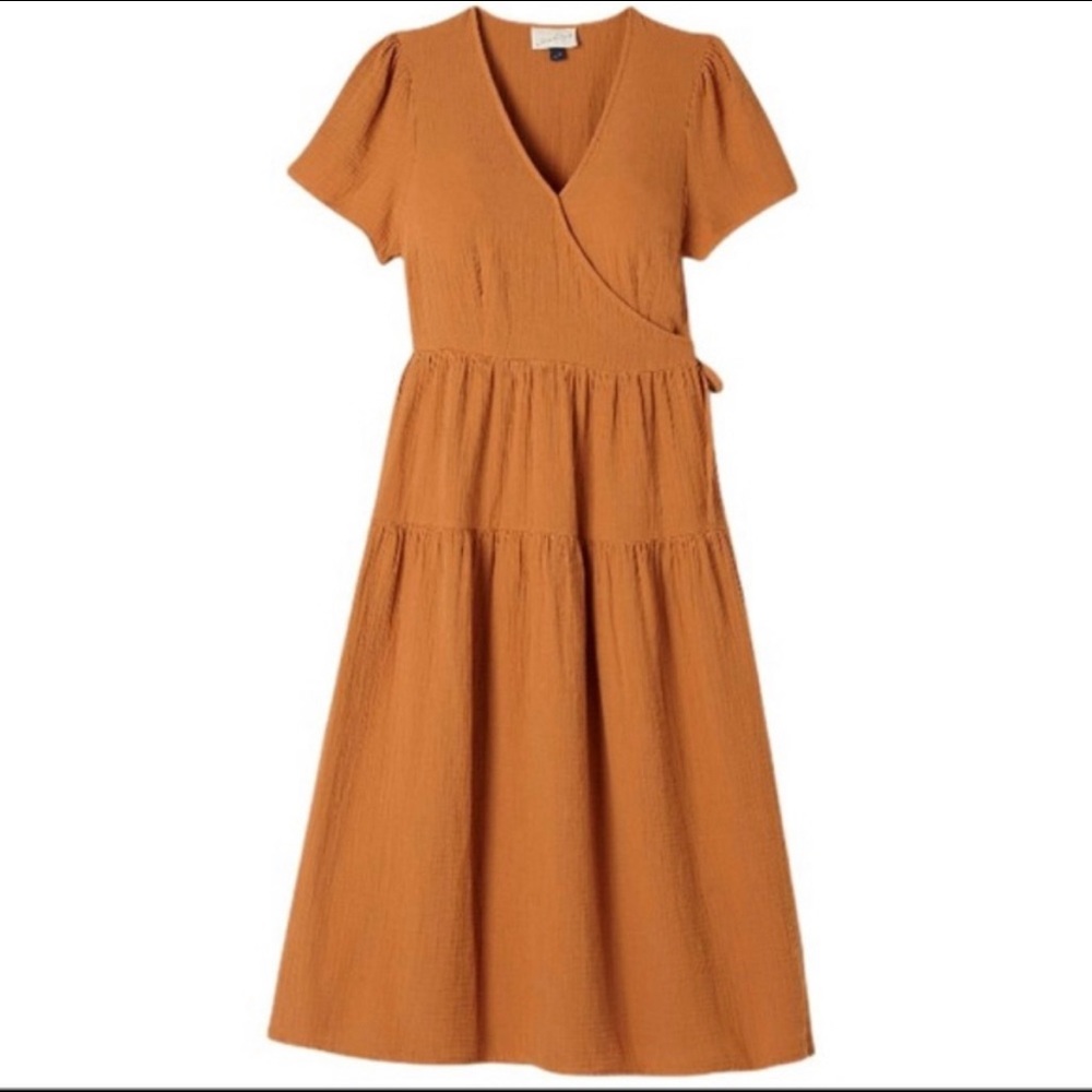 Universal Thread Gold Cotton Wrap Dress